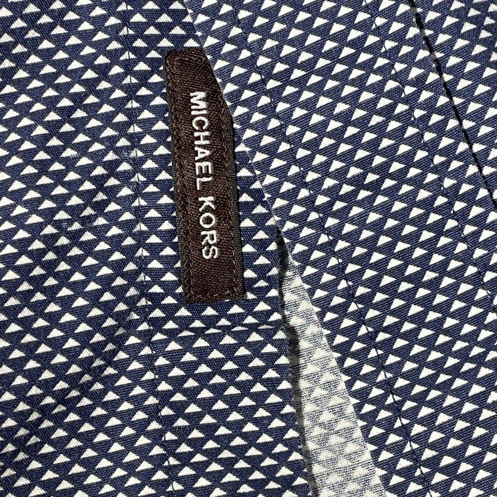 Michael Kors Mens Size M Classic Fit Navy Blue Button Up Short Sleeve Shirt - Picture 9 of 15